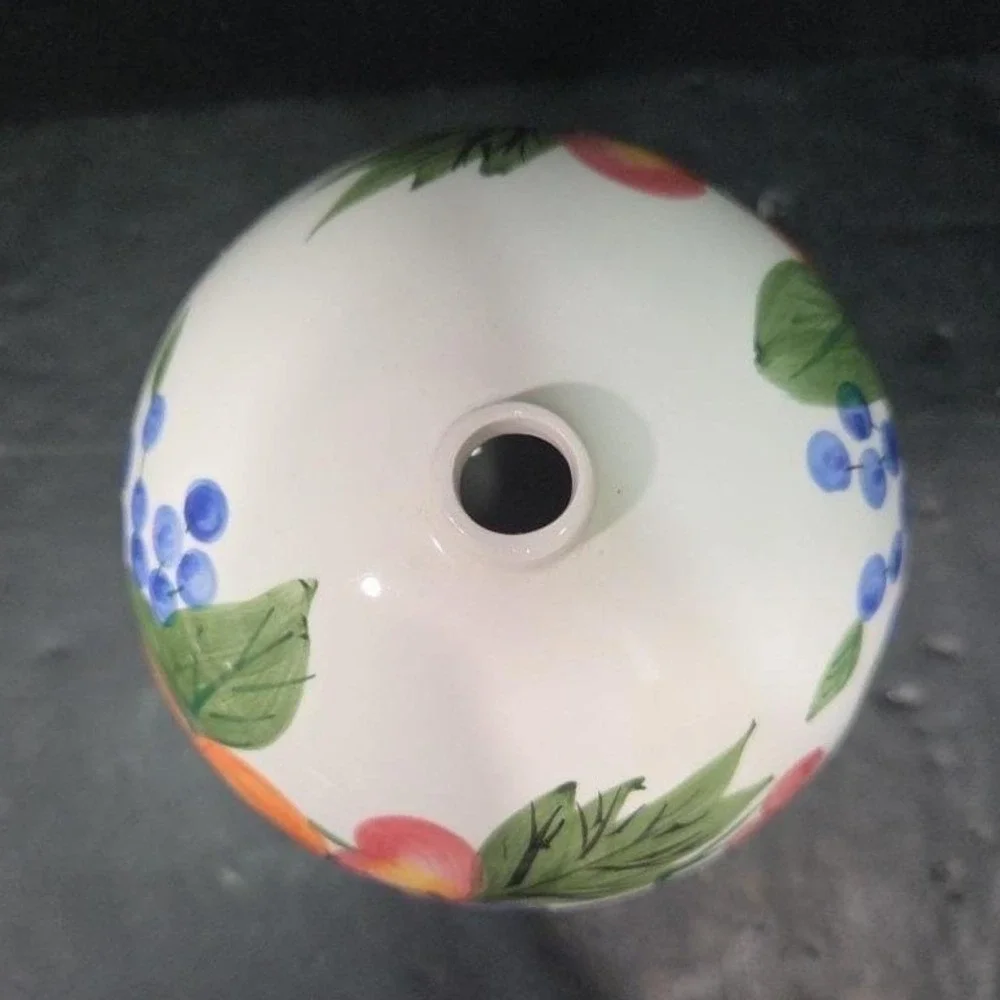 Fruit Themed Bud Vase, Vintage Hand Painted‎ Ceramic Flower Holder, Centerpiece